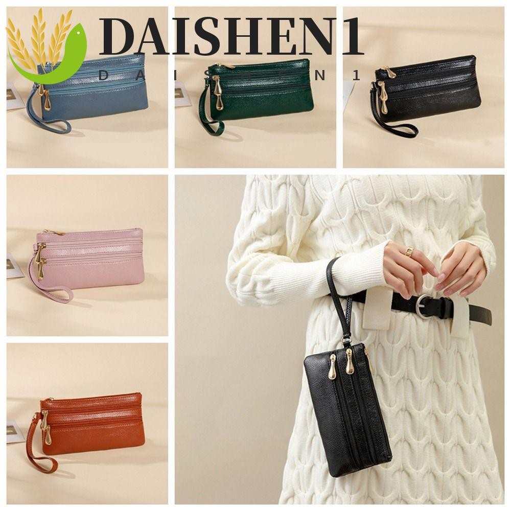 Daishen1 กระเป๋าสตางค์ใบยาว มีซิป สองช่อง สีพื้น หรูหรา สไตล์เกาหลี สําหรับผู้หญิง และผู้ชาย