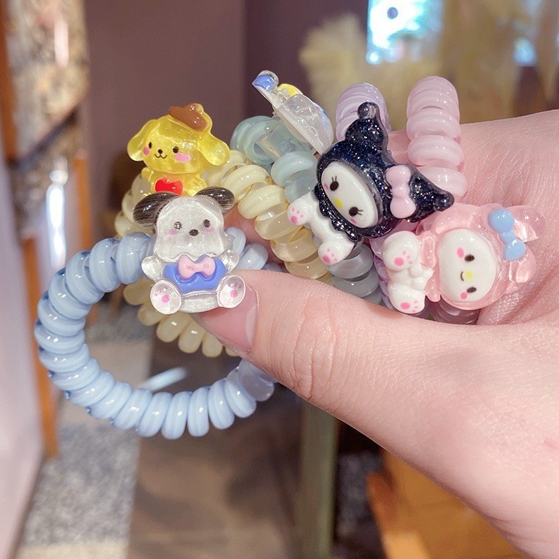 SANRIO การ์ตูนยืด ซานริโอ ผม ผูก ผู้หญิงผมหางม้าน่ารัก แวววาว แหวนผมแฟชั่นอุปกรณ์ผม