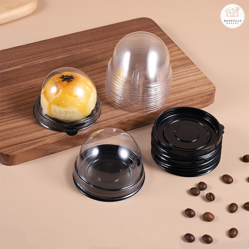 BAKEVille พร้อมส่ง กล่องขนม กล่องใส่เค้ก ขนมพระจันทร์ คัพเค้ก เค้กส้ม แบบกลม 50 ชิ้น/แพ็ค กล่องใสพลาสติก พร้อมฝาทรงโดม - รูปที่ 6