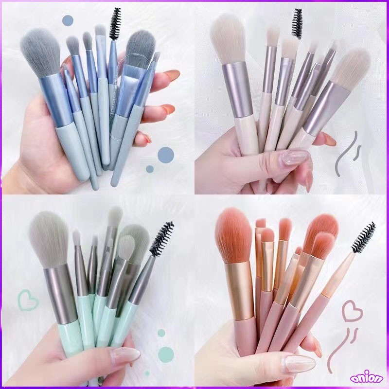 8 pcs Professional ชุดแปรงแต่งหน้าเครื่องสำอางอายแชโดว์ Foundation blusher คอนซีลเลอร์ Beauty walm