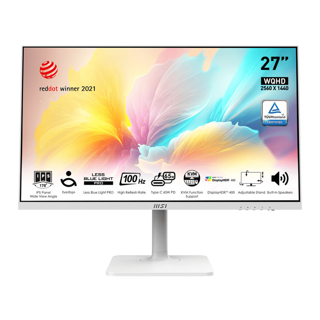 MSI Monitor Modern MD272QXPW 27" IPS 2K WQHD, 100Hz (1ms, DP, HDMI) DCI-P3 93%,SRGB 115% HDR 400 ประ
