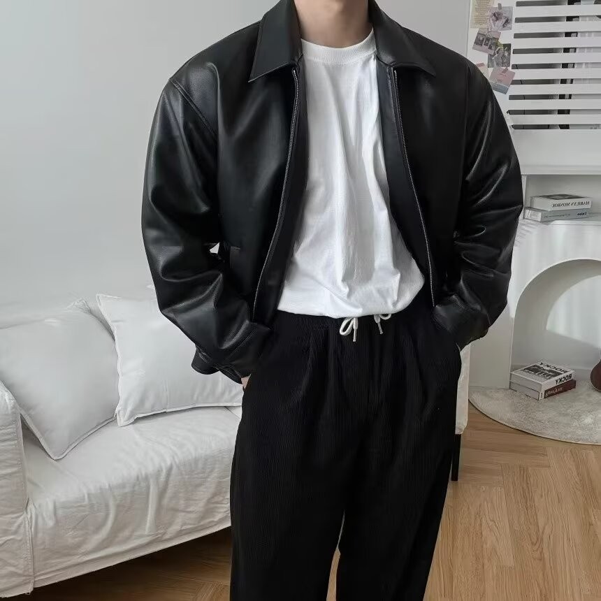 Tb xeno youth เสื้อแจ็คเก็ตหนังผู้ชายฤดูใบไม้ร่วงใหม่อินเทรนด์หนังเกาหลีลําลองชุดเบสบอล ราคา ถูกที่สุด ดีลบีเคเค แกลเลอรีภาพที่ 8