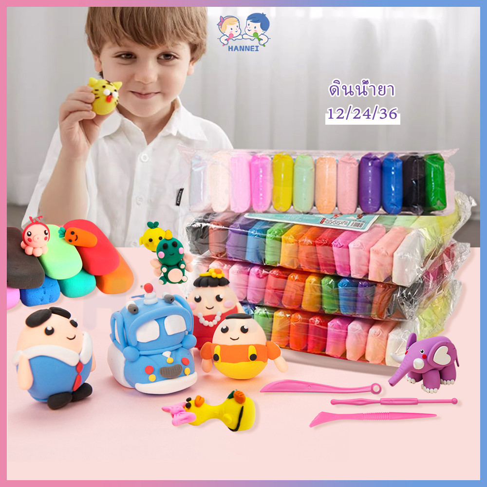 HANNEI ดินน้ํามัน  ดินเบา ปลอดภัยไร้สารพิษ  ดินเกาหลี 12/24/36 diy ไร้สารเคมี    ดินเบาเกาหลี