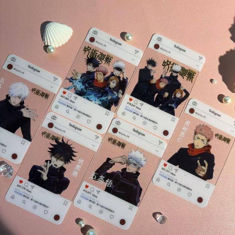 6 ชิ้น/แพ็คอะนิเมะ Jujutsu Kaisen รูป Suguru Getou Satoru Gojou Megumi Fushiguro Yuuji Itadori Toge Inumaki Photo Pvc โปร่งใสการ์ดของเล่นเครื่องประดับการ์ด Photograph Prop ของขวัญ