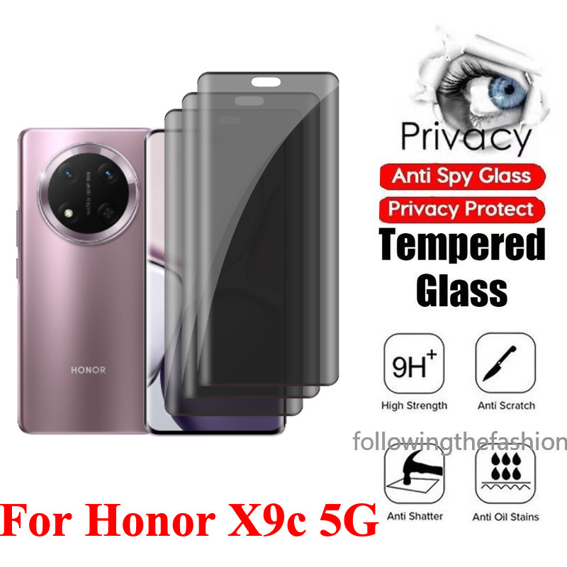 3 ชิ้นป้องกันหน้าจอความเป็นส่วนตัวสําหรับ Honor X9c 5G Honorx9 c X9 c 2024 เต็มรูปแบบกาวส่วนตัวกระจกนิรภัยป้องกันฟิล์ม Anti Peeping