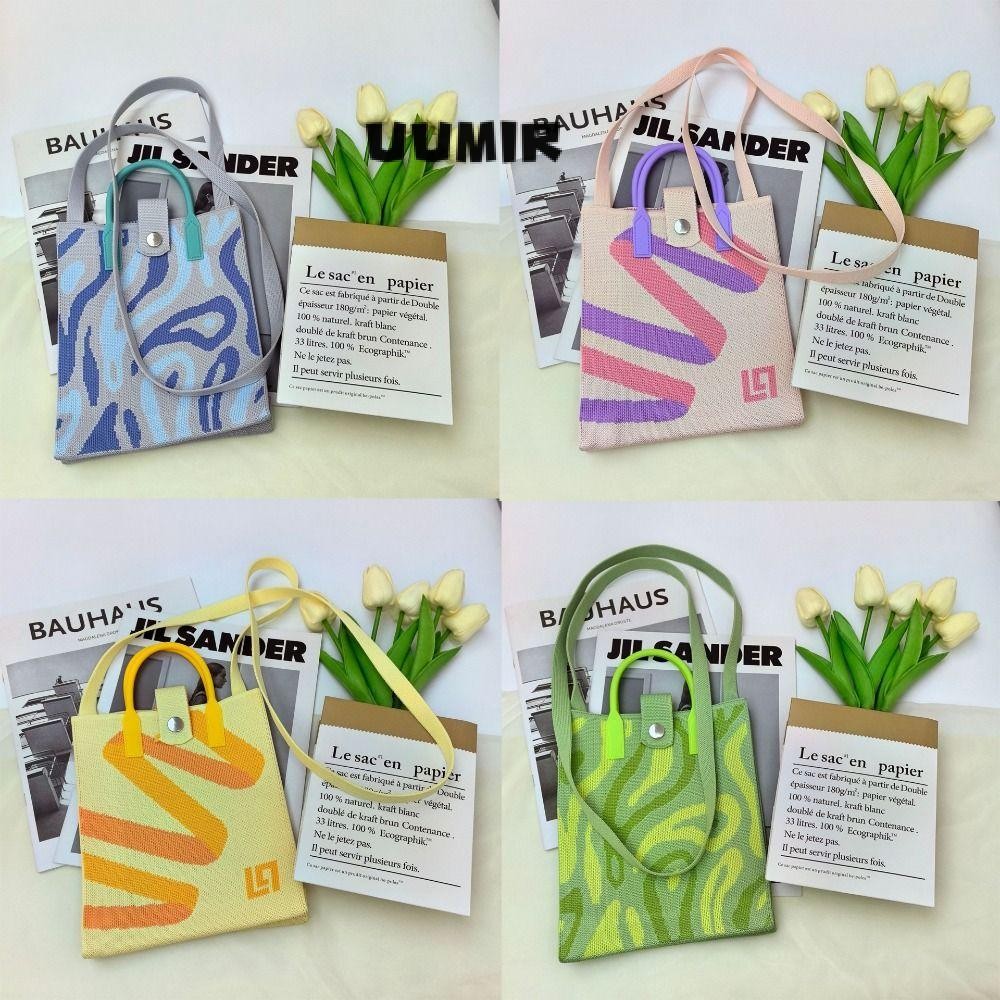 Uumir Knot Wrist Bag, กระเป๋าถือถักขนาดเล็กความจุสูง, กระเป๋าโทรศัพท์ถักแฮนด์เมดผู้หญิง