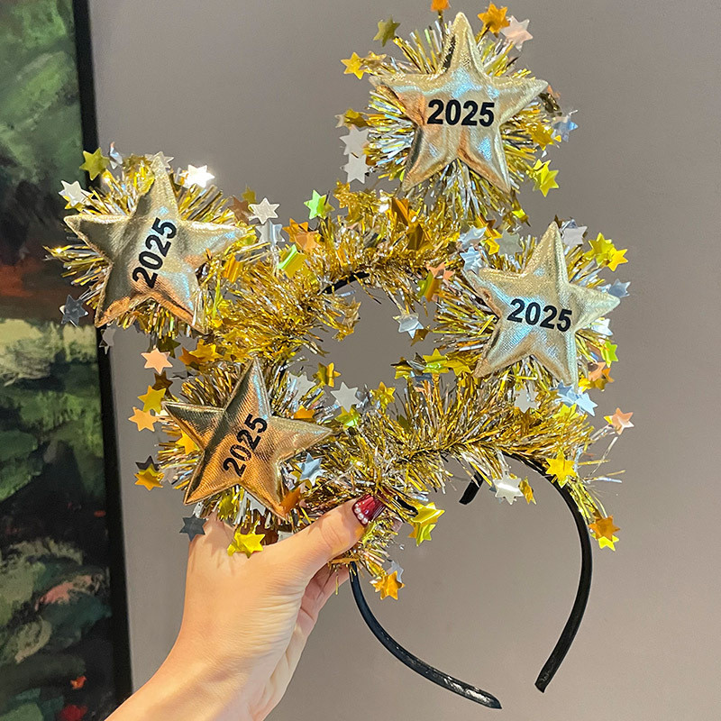 สไตล์จีนการออกแบบเดิมเงาดาวห้าแฉกคาดศีรษะ2025วันปีใหม่ปีใหม่พรรคบรรยากาศตกแต่งพรรคคริสต์มาสเหตุการณ์ประสิทธิภาพแต่งตัวคาดศีรษะปีใหม่แฟชั่นทุกการ