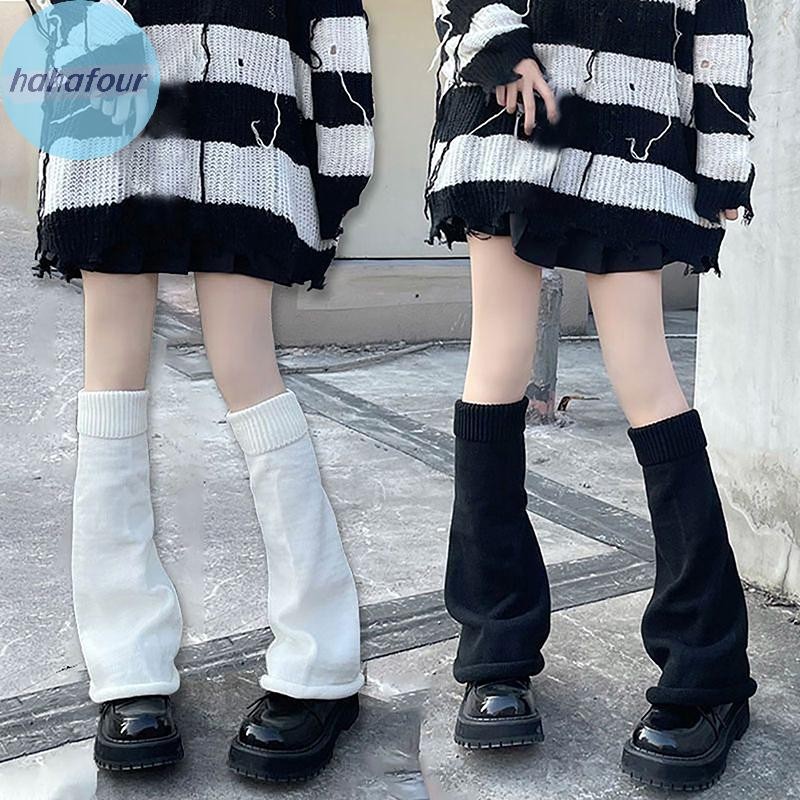 Ha Y2k ฤดูหนาวขาอุ่น Fluffy Goth อุปกรณ์เสริม Gothic Lolita ถักถุงเท้ายาวผู้หญิงขาอุ่น Lady ถุงเท้า Gothic สไตล์ Legging TH