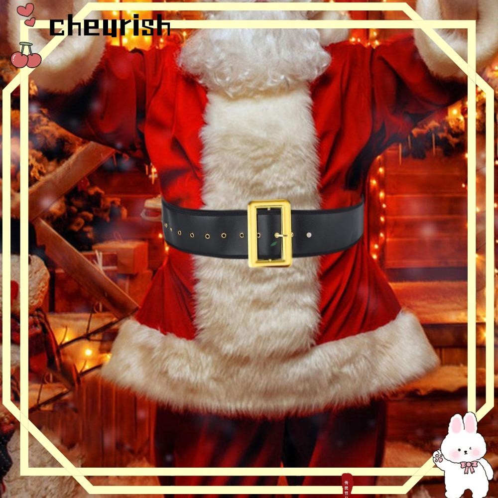 Cheurish เข็มขัดซานตาคลอส, การแสดงบนเวทีฮาโลวีนเข็มขัดเอวกว้าง, ชุดแฟนซี Xmas PU เครื่องแต่งกายอุปกรณ์เสริมเข็มขัดคริสต์มาสผู้ชาย