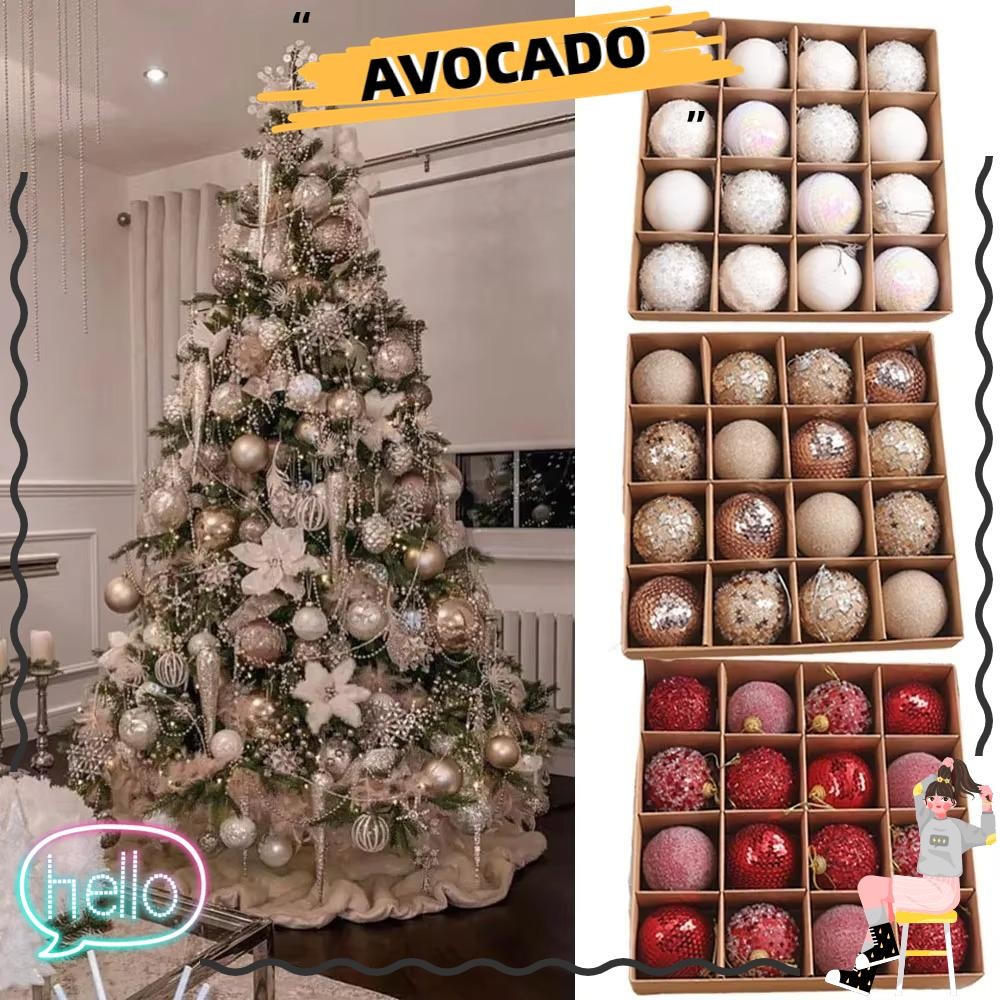 Avocar 16 ชิ้นลูกบอลคริสต์มาส - ทรงแชมเปญสีแดงทองขนาด 6 ซม. สำหรับตกแต่งปาร์ตี้และงานคราฟต์ (แพ็คคุ้มค่า)