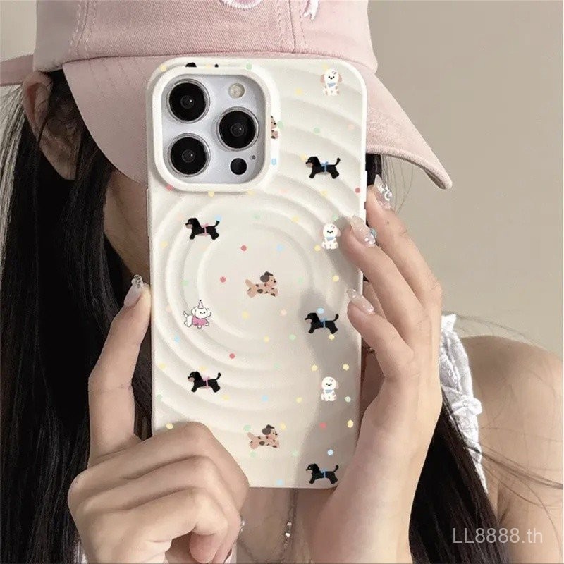 เคสโทรศัพท์มือถือสำหรับ iPhone เคสคลื่นลูกสุนัข16/15Promax/14รุ่นใหม่13/12/11pro เฉพาะ xsmax/XR สร้างสรรค์7/8Plus ป้องกันการตกกระแทกรูขนาดใหญ่เคสป้องกันแบบรวมทุกอย่างเคสแม่เหล็ก mklu