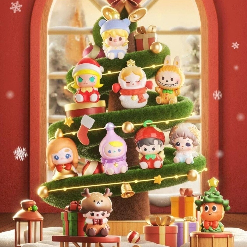 Popmart อย่างเป็นทางการ Cute Grain Christmas Cute Grain Series ตุ๊กตารูปอินเทรนด์เล่นของขวัญวันเกิดเครื่องประดับของเล่น