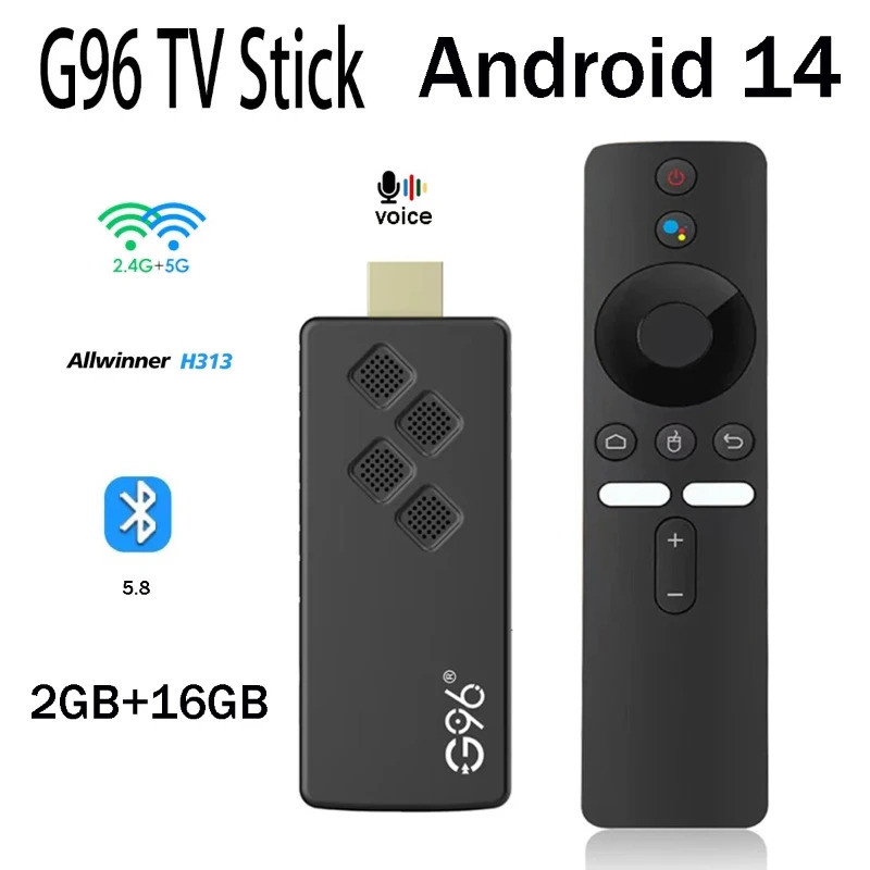 แท่งทีวี G96 ALLWINNER H313 2GB 16 K HD Android 14.0 BT 5.8 Voice REMOTE dual WiFi 4G 5G Smart TV St