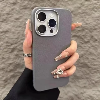 หรูหรา Matte หนังสําหรับ iPhone 16 15 Pro Max 16e 14 13 12 11 Pro X XS Max XR 7 8 Plus SE2020 เลนส์ป้องกันกันกระแทก