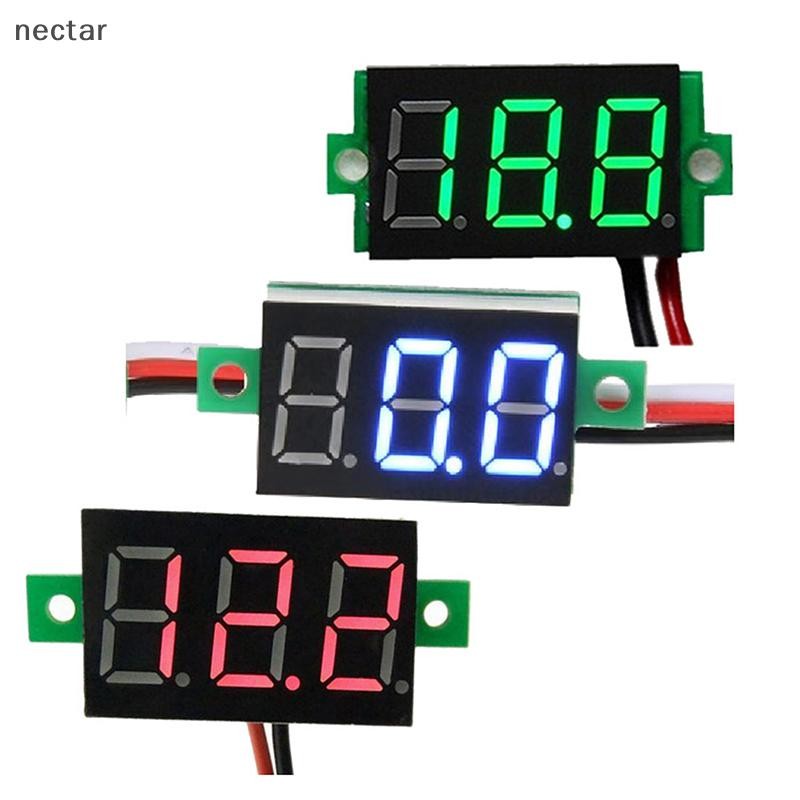 Tar Mini 0.36 นิ้ว DC4.5V-30V ดิจิตอลสีแดงสีเขียวสีฟ้า LED จอแสดงผลแผงแรงดันไฟฟ้าโวลต์มิเตอร์เครื่องทดสอบรถจักรยานยนต์โวลต์มิเตอร์ N