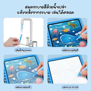มี15 ลาย สมุดระบายสีด้วยน้ำเปล่า ระบายซ้ำได้ตลอด magic water book อุปกรณ์ระบายสี สมุดระบายน้ำ