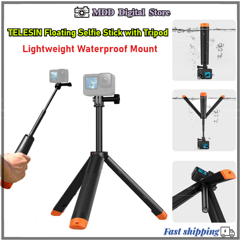 TELESIN ไม้เซลฟี่ลอยน้ําพร้อมขาตั้งกล้องสําหรับ Insta360 X5 /Ace Pro 2/DJI Action 5 Pro/Gopro 13
