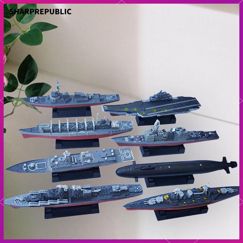 [Sharprepublic] 8x Navy Ship Warships Ship Set Warship Model Toy for Adult Girls Boys