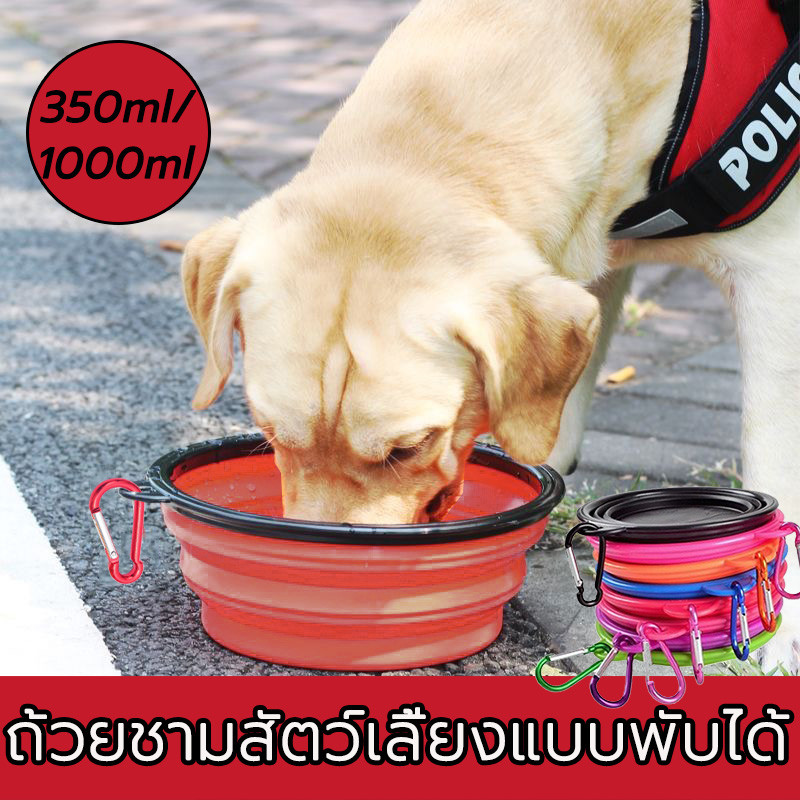 ชาม ซิลิโคนพับได้ชามอาหารสุนัข แบบพกพาจานชามน้ำชามพับได้ ใส่น้ำและอาหารสัตว์เลี้ยง ชามสัตว์เลี้ยง หมา แมว