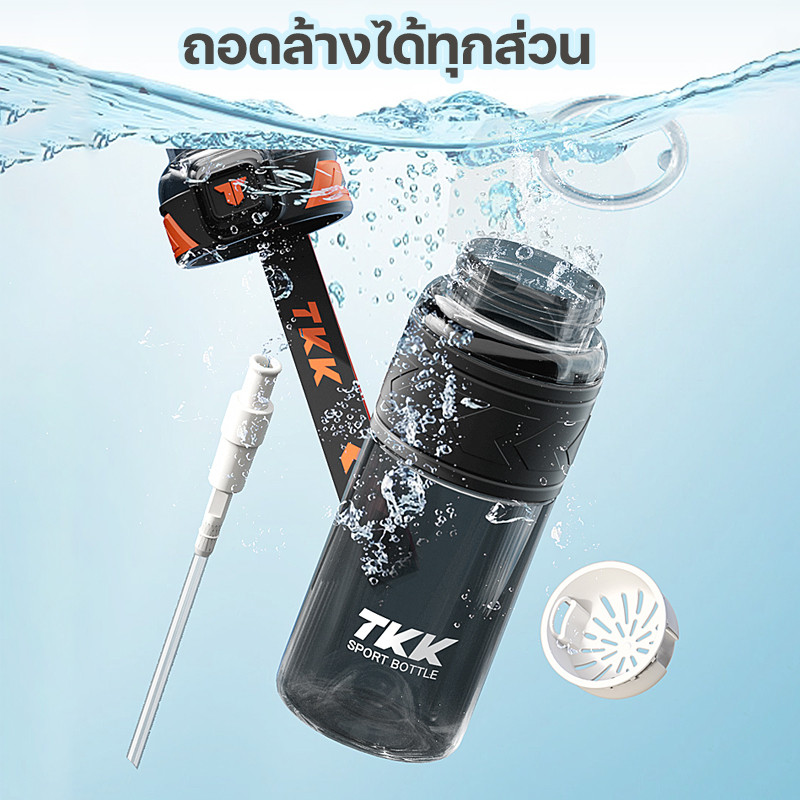 TKK กระบอกน้ำเด็กไปโรงเรียน Tritan 600ml หลอดดูด 2in1 ยกดื่มได้ BPA Free ฝาล็อคกันหก พกพาสะดวก