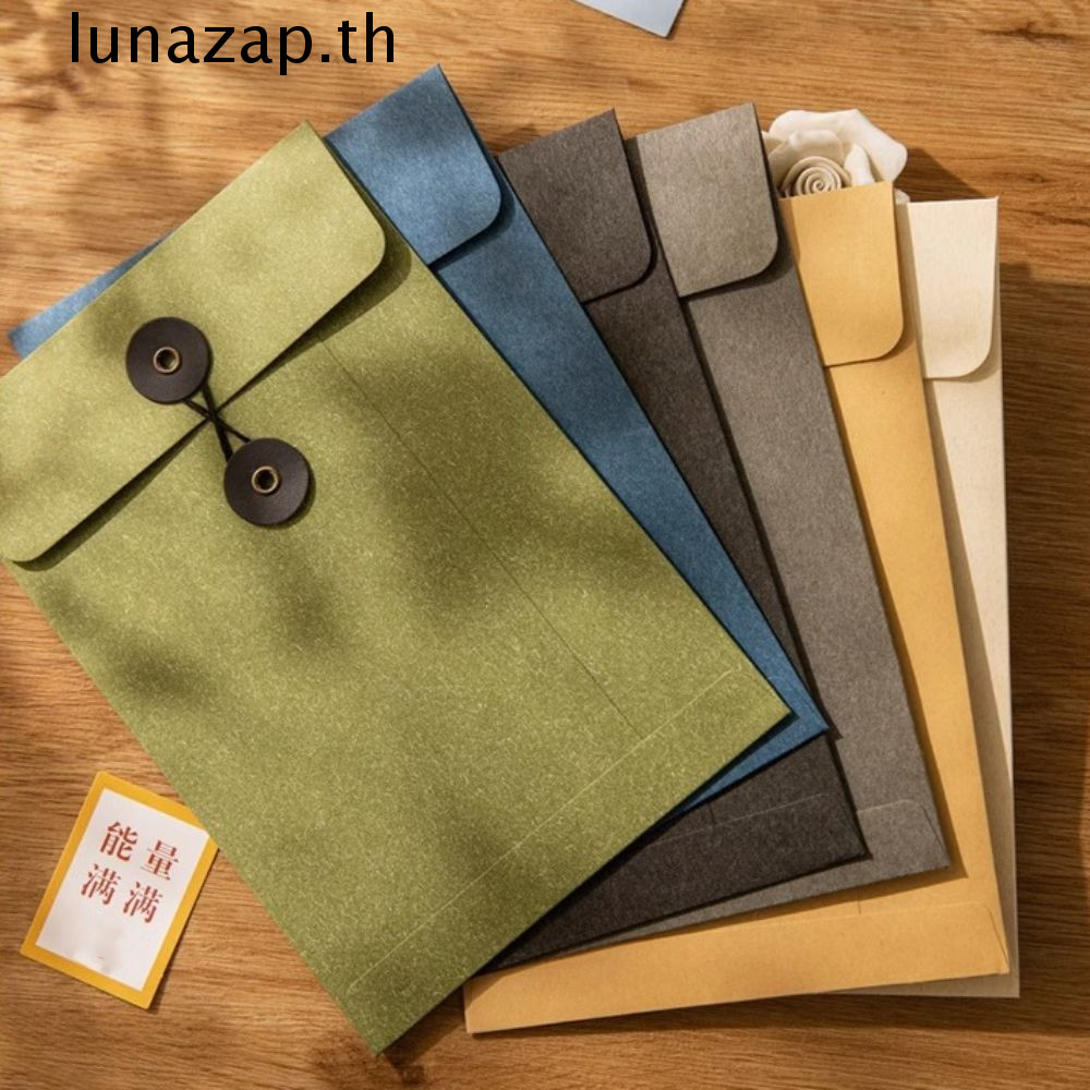 Lunazap กระดาษคราฟท์ซองจดหมาย, A4/A5 พร้อมสตริงผูกปิด Clasp Vintage ซองสีน้ําตาล, ซองเงินสดขนาดใหญ่สไตล์ยุโรป Retro High Grade Simple Archive กระเป๋า Mailers ชุด