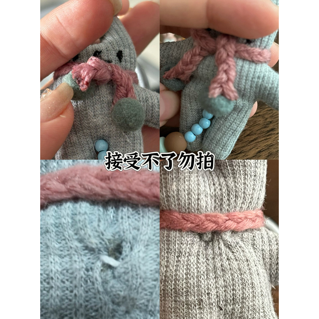 สีเทากระต่ายแฮนด์เมดจี้ขนสัตว์ถักร้อนขายตุ๊กตาจี้ขนสัตว์ของขวัญพวงกุญแจกระเป๋าอุปกรณ์เสริม