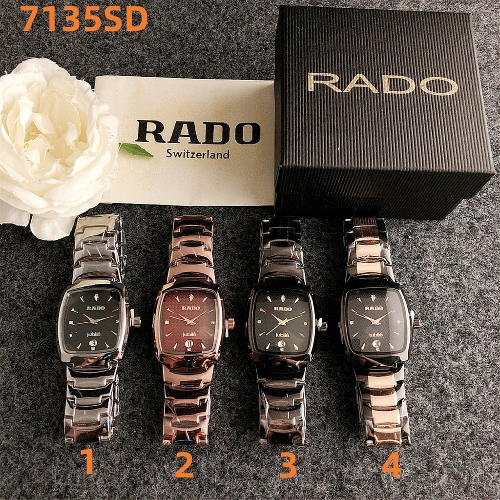 Rado Armani แฟชั่นหรูหราผู้ชายนาฬิกาธุรกิจกีฬาควอตซ์บุรุษนาฬิกา Casual รอบ Dial สายหนังสแตนเลส