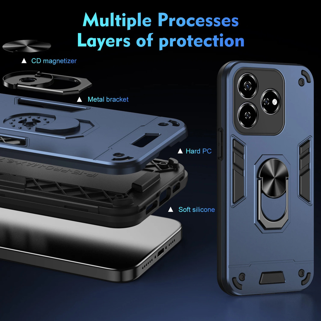 Nubia V60 Design ออกแบบสําหรับ ZTE Axon 60 Lite ใบมีด V60 รถแม่เหล็กแหวนนิ้วมือผู้ถือขาตั้ง Hard Armor กันกระแทกฝาครอบโทรศัพท์ Shell