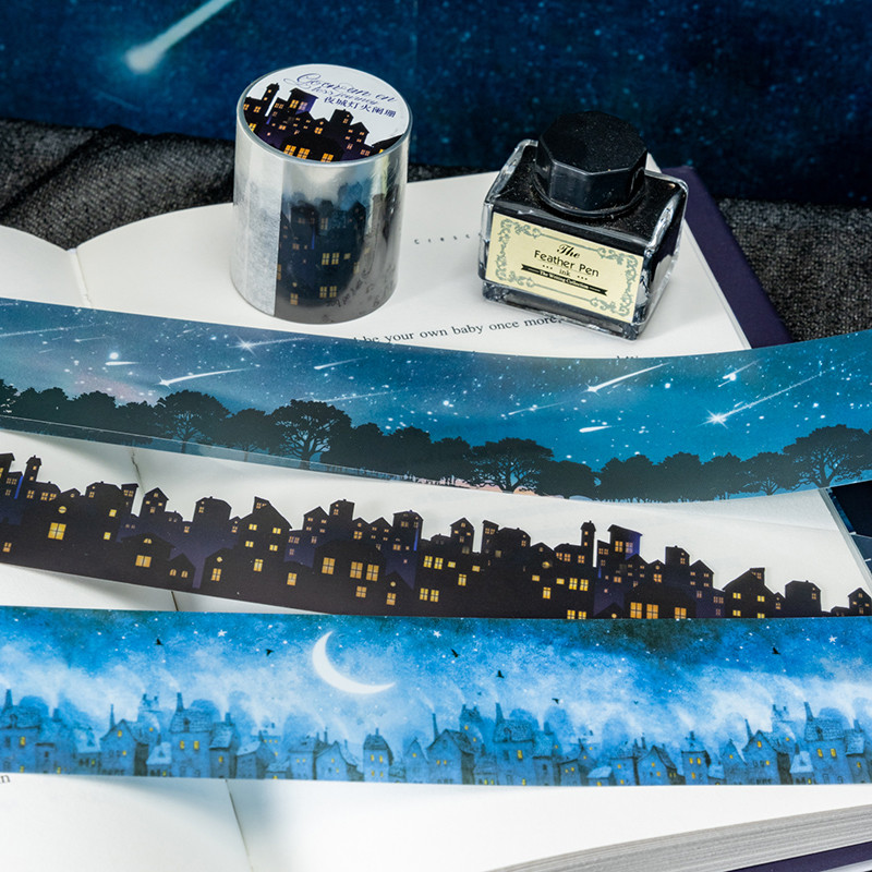 Journal Go 4.5x200 ซม.อาคาร Along the Trip เทปความงาม Masking เทปสําหรับ Junk Journal สมุดวัสดุ Jour