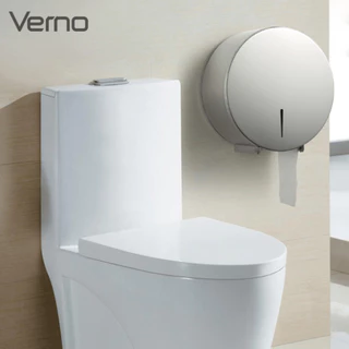 VERNO Official Shop Verno กล่องใส่กระดาษชำระสแตนเลส 304 ทรงกลม รุ่น Ruby-S ขนาด 25x25x11.6 ซม. สีเงิน