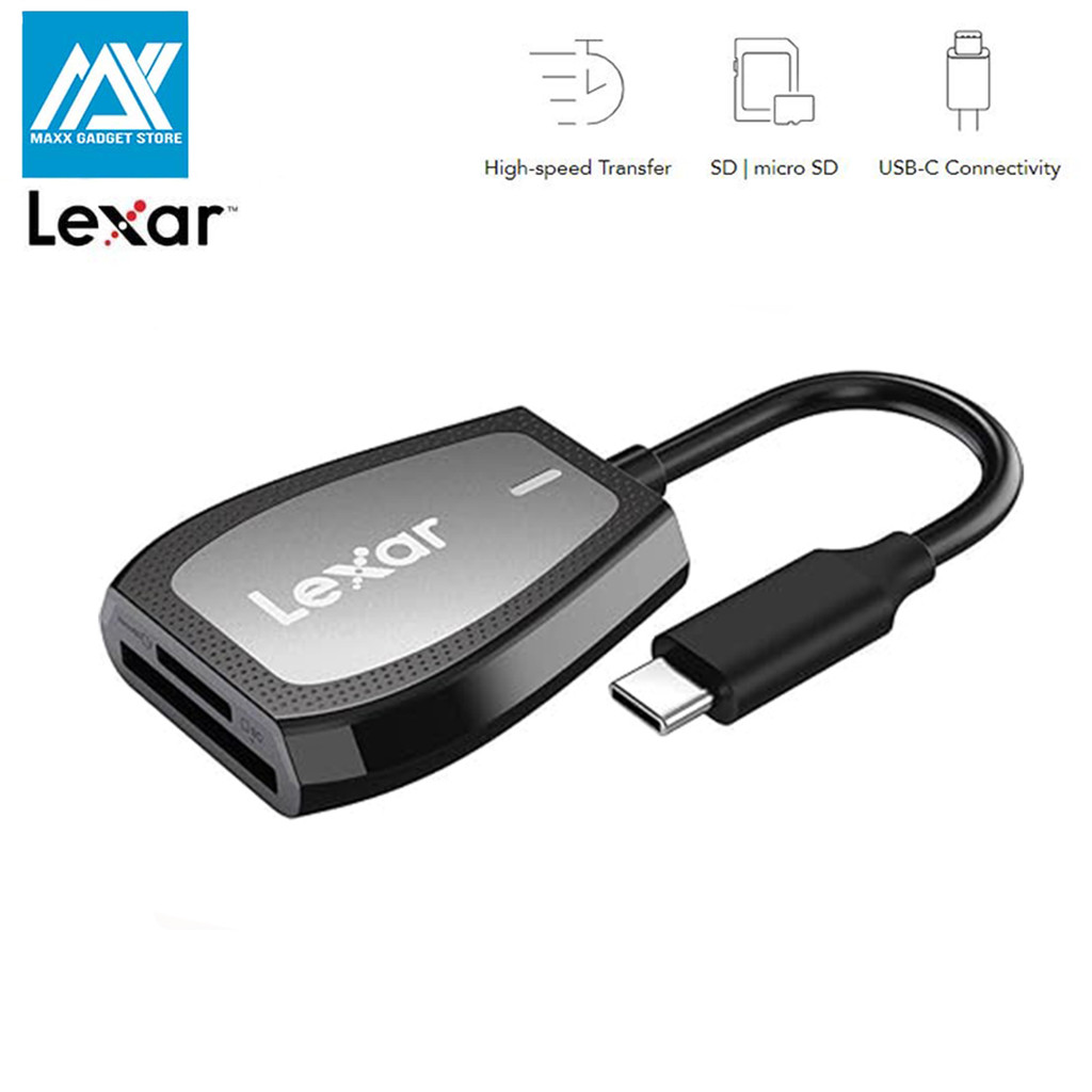 Lexar LRW470U Professional USB 3.2 Type-C Dual-Slot Reader, รองรับการ์ด SD และ microSD UHS-II, อ่านส