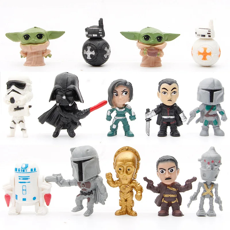 14 ชิ้น/เซ็ต Darth Vader The Manda larian DIN DJARIN เด็ก Yoda Skywalker R2-D2 C-3PO BB-8 Action Fig