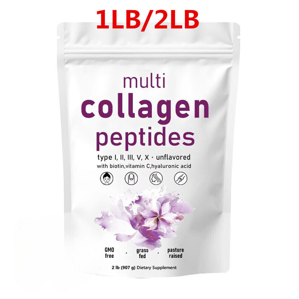 Multi Collagen Peptides Powder - Hydrolyzed Protein Peptides (Type I,II,III,V,X)