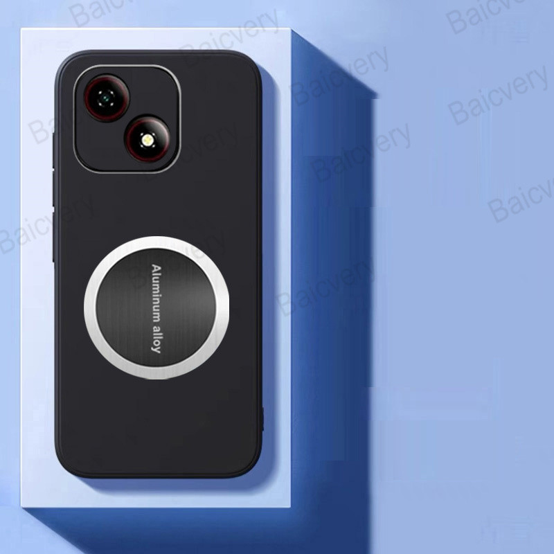 เคสโทรศัพท์สําหรับ ZTE Blade A35e Z2466 สีดํา Matte Soft TPU ฝาครอบป้องกันพร้อมสติกเกอร์แผ่นเหล็ก