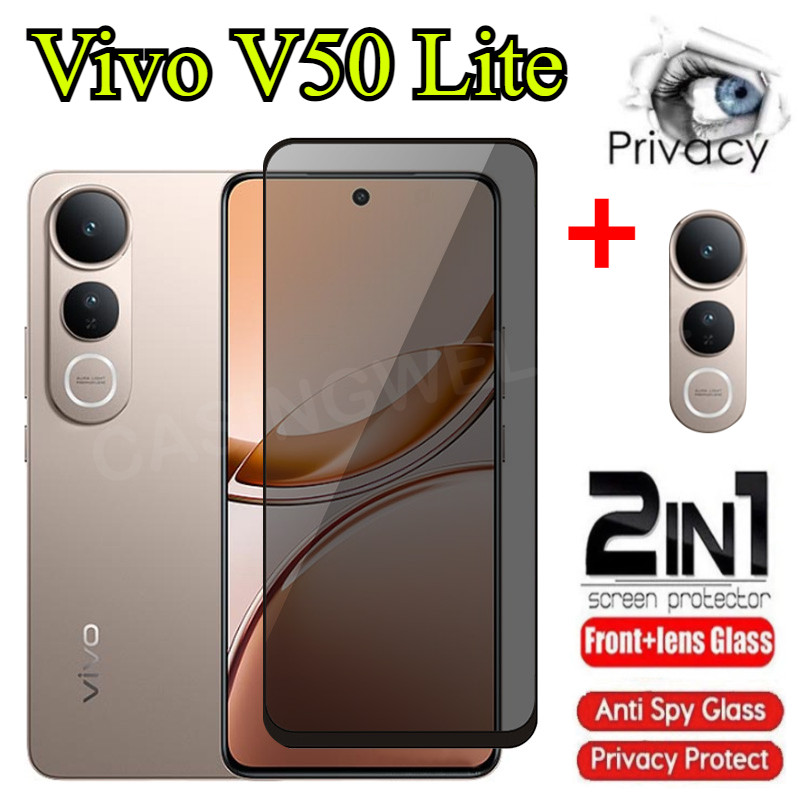 ฟิล์มกันรอยหน้าจอความเป็นส่วนตัว Vivo V50 V40 V60 Lite Y21d 4G 5G 2025 ด้านหน้าด้านหลังคลุมทั้งหมดกล้องด้านหลังฟิล์มป้องกัน Anti Peep กระจกนิรภัยคลุมทั้งหมด