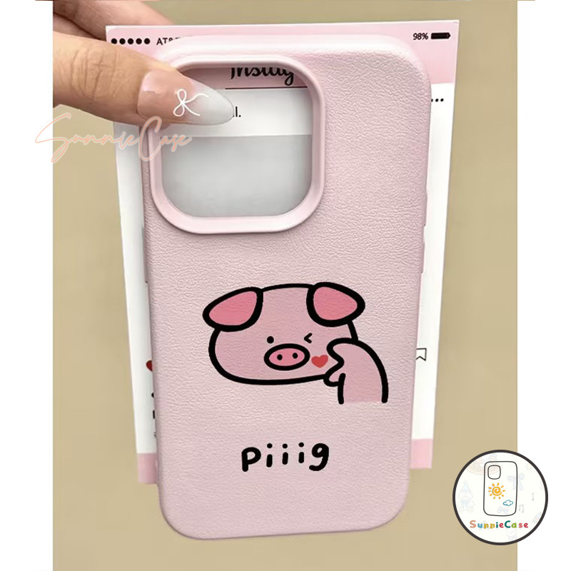 เคสไอโฟน15 หมูสีชมพูตัวน้อย สำหรับ IPhone 11 13 12 16 14 Pro Max XR XS X 7Plus 8Plus Max 13 7 8 Plus SE เรียบง่าย แฟชั่น