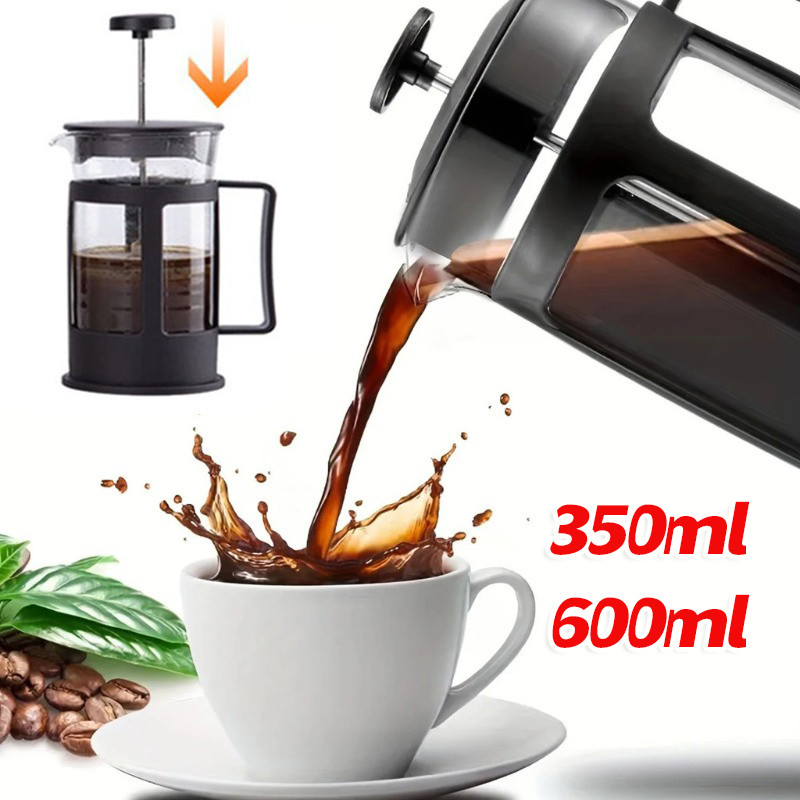 350มล/600มล ฝรั่งเศสมือหมัดหม้อแก้ว-เครื่องชงกาแฟกดทนความร้อนพร้อมการกรอง