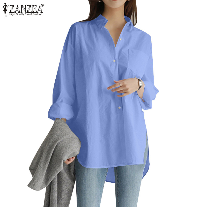 Zanzea เสื้อเชิ้ตสํานักงานแขนยาวแฟชั่นลําลองสําหรับผู้หญิง