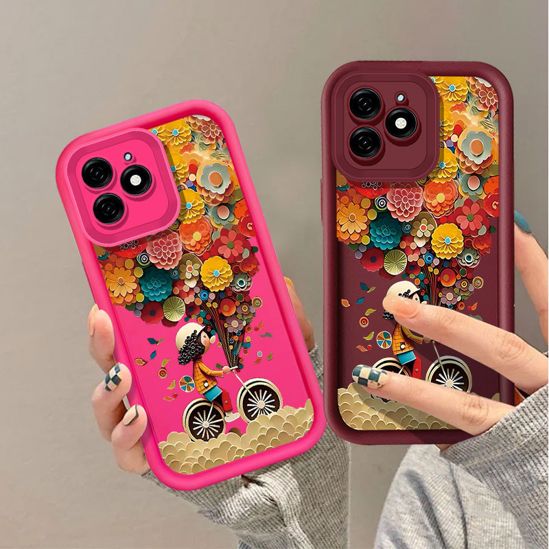 แกะสลักดอกไม้สาวเคสโทรศัพท์สําหรับ Infinix Smart 9 HD Tecno POP 9 Spark Go 1 Spark Go 2025 กันกระแทก