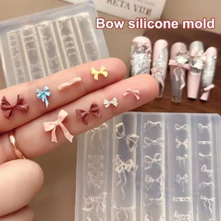 [maybeauty] 3d ริบบิ้น Bowknot รูปแม่พิมพ์ปั๊ม Stencils UV Gel Polish Art Mould ซิลิโคนแกะสลักแม่พิมพ์ DIY ออกแบบเล็บ Charm ตกแต่ง {TH}
