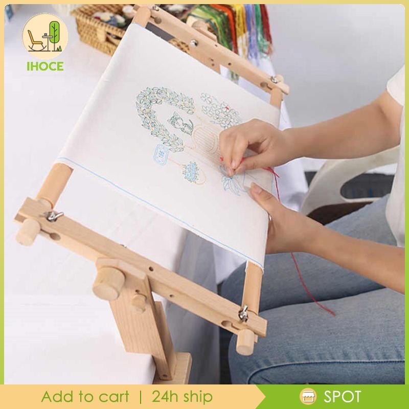 [Ihoce] ขาตั้งปักครอสติช, ห่วงเย็บปักถักร้อย, โครงปักงานฝีมือศิลปะไม้สากลพร้อมขาตั้งกรอบหนีบสําหรับควิลท์มือ, ตัดเย็บโต๊ะ