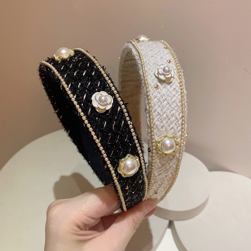 ที่คาดผมขอบกว้างมุกคุณภาพสูงใหม่ที่คาดผมสำหรับล้างหน้าและกดผมผลิตภัณฑ์ที่เข้ากันได้ทั้งหมด