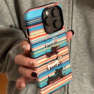 เคสโทรศัพท์ลายไส้กรอกสุนัขสีสันสดใส 2-in-1 เข้ากันได้กับ iPhone 15 Pro Max, Apple 16 14 Plus 11/12/13 Pro Max, เคสป้องกันกันกระแทกใหม่