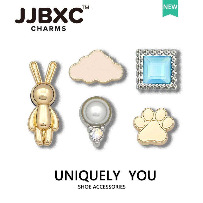JJBXC charm จิบบิท กระต่ายโลหะ ตัวเสริมรองเท้าแฟชั่นน่ารักสำหรับเด็ก DIY จิ๊บบิท charm