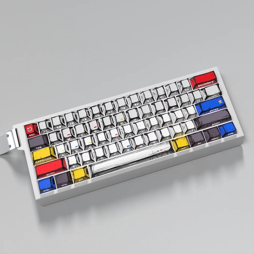 Caricature Keycap Cherry Profile PBT Letter Side-แกะสลักการส่งผ่านแสง Wooting Ace60 EZ63 Mad68 Mechanical Cool Keycaps Graffiti Keycap สําหรับ 60/65/68 - รูปที่ 2