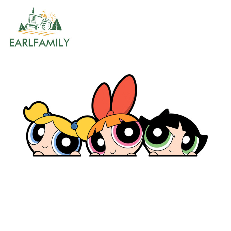 EARLFAMILY Bubbles Powerpuff Girls Peeker น่ารักรถสติกเกอร์รถจักรยานยนต์ Windows หมวกกันน็อค Trunk กันน้ํา JDM ไวนิล Decals แฟชั่นรถสินค้า