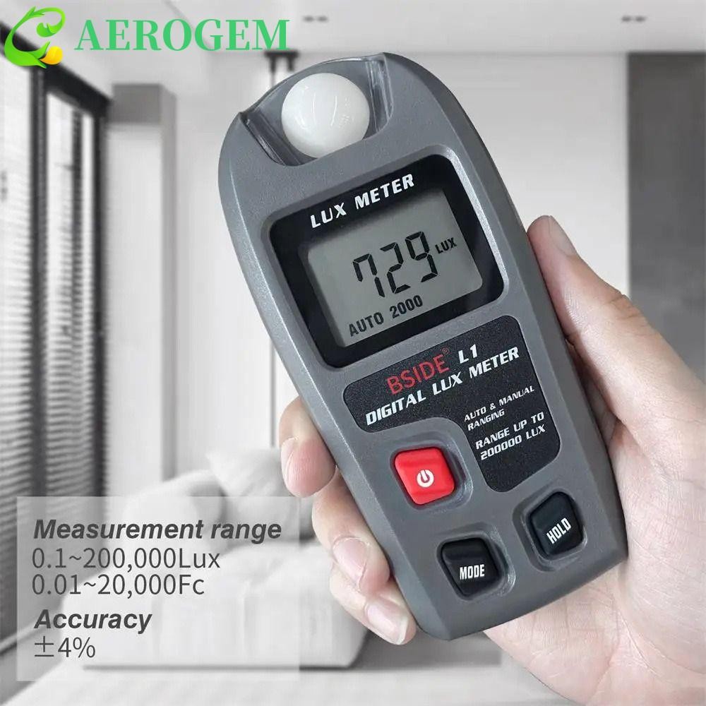 AEROGEM เครื่องวัดแสง高精度照度计 Lux Meter, Pocket Digital 0-200000 Lux LCD 光度计光谱仪工具