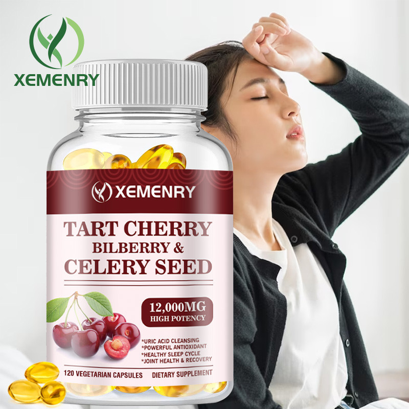 XEMENRY Uric Acid Cleanser Capsules, สารสกัดจากเมล็ดเชอร์รี่และคื่นฉ่ายทาร์ตออร์แกนิก, รองรับระดับกรดยูริกเพื่อสุขภาพ, มังสวิรัติ