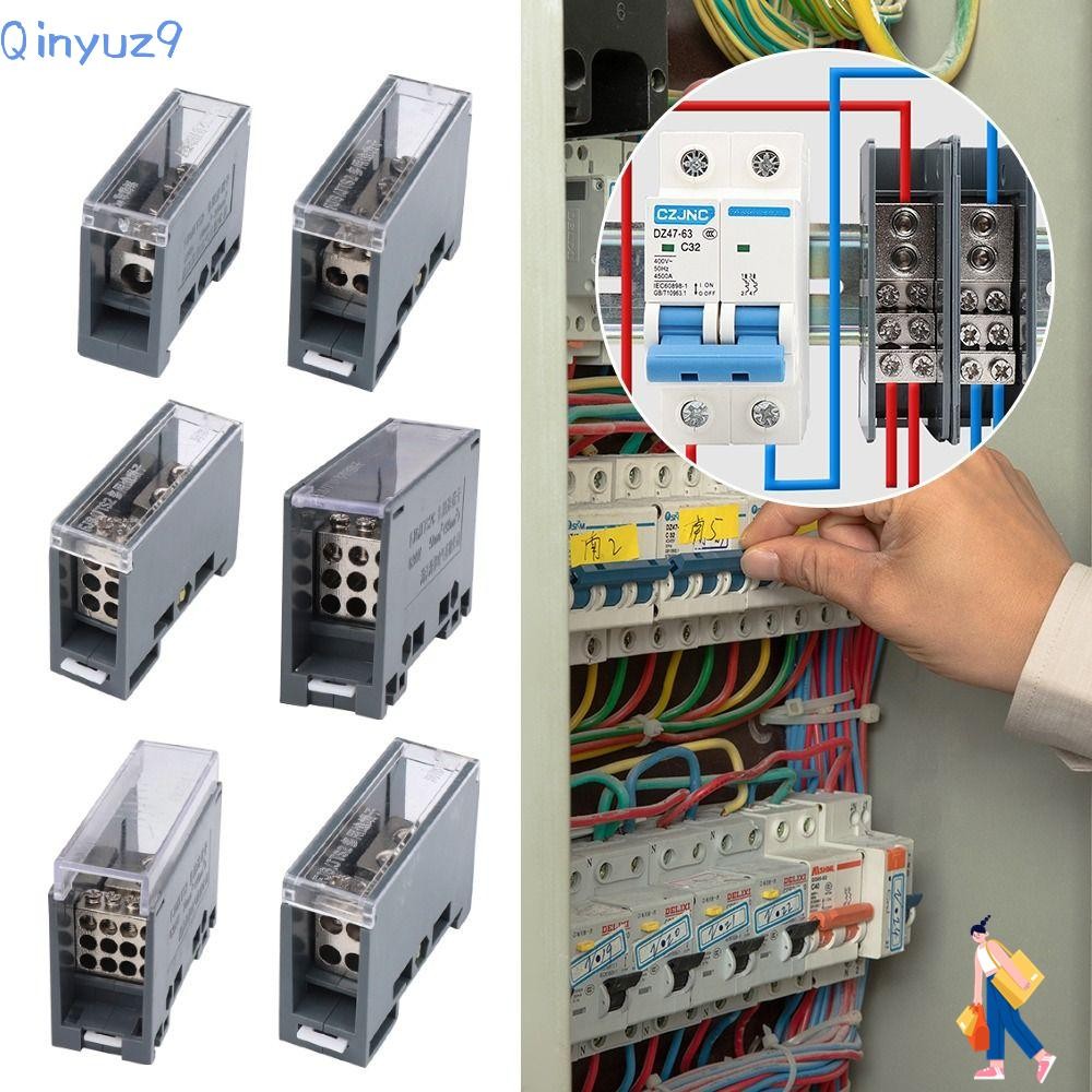 QINYUZ9 Din Rail Terminal Block, ABS/ทองแดง Universal Distribution Box,คุณภาพสูงขั้วต่อสายไฟ150A One in Multiple out Power Junction Box for Circuit Breaker