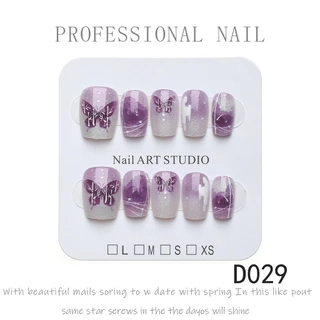 10PCS Cat Eyes Handmade กดเล็บเงาเล็บปลอมสติกเกอร์เยลลี่ S/M